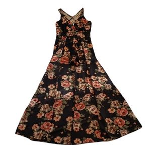 NWT Fashion Nova Romper Black Floral Spaghetti Straps with Skirt Sz S